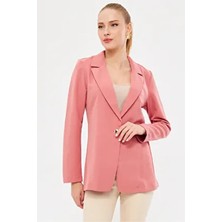 Armonika Kadın Pembe Tek Düğmeli Ceket ARM-23Y001047 Uzun Kol Casual Stil Regular Kalıp
