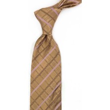 Pebmarsh Style Gold Ekose Desen Italyan Ipek Kravat İK2004