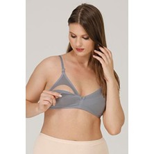 Parlingerie Kapsız Emzirme Sütyeni Gri Pamuklu Düz Desen ile Konforlu Tasarım