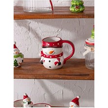Yılbaşı Temalı Noel Baba Desenli Seramik Kupa Bardak 13X8X10 cm