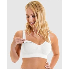 Formactive Kadın Beyaz Emzirme Büstiyer 1220 Yumuşak Dokulu Bambu Kumaş Desenli Konfor