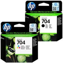 704 Siyah Kartuş CN692AE ve 704 Üç Renkli Kartuş CN693AE 2'li