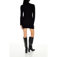 F21 Yarım Yaka Triko Mini Elbise