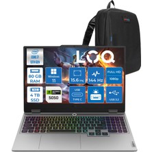 Lenovo Loq 15IRX10 Intel Core I7 13700HX 80GB Ddr5 4tb SSD RTX5050 8gb 100W Windows 11 Home 15.6" Fhd (1920X1080) IPS 300NITS 144Hz 100% Srgb Taşınabilir Bilgisayar W83JE00KKTRH40 + Zetta Çanta