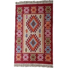 Voho Tekstil Çift Taraflı Antik Tarz Eşme Desen Kilim Yolluk Kırmızı Renk Dokuma Malzeme ile Şık Tasarım