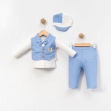 Miraylife 6-9-12-18 Ay Yelek Detaylı Kasketli Uzun Kollu Mevsimlik 3 Lü Erkek Takımı