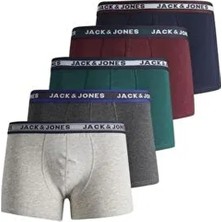 Jack & Jones Erkek Boxer 5 Li Paket Slogan Desenli Lıver Dokuma Paça Tipi