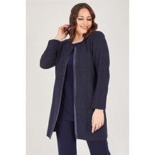 Ladies First Büyük Beden 3033 Lacivert Ceket Atlet Ikili Takım A-Line Silüet Gece Stili