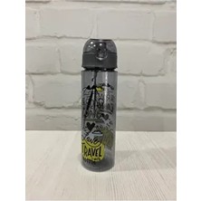 Tritan Su Matarası 500 ml School Travel Desenli Suluk Kapaklı Su Şişesi Öğrenci Okul Matarası