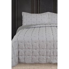 Lesya Nakışlı Elyaf Dolgulu Çift Kişilik 240X260 cm Yatak Örtüsü Gri