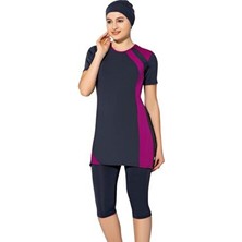 Yarım Kol Parçalı Yarı Tesettür Mayo 7520 Antrasit Büyük Beden