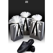 Damat Bohçası - Pierre Cardin Çeyiz Damat Terliği - 3'lü Kutu Süsleme Tülü Kurdele