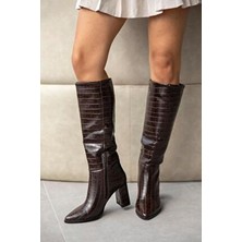 Straswans Sawyer  Kadın  Sivri  Burun Kroko Çizme Kahve