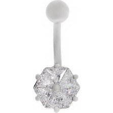 Kadın Altıgen Taş Model Çelik Piercing