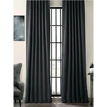 Shy Tekstil Düz Desenli Antrasit Renkli  Blackout Fon Perde Pilesiz Polyester Kumaş