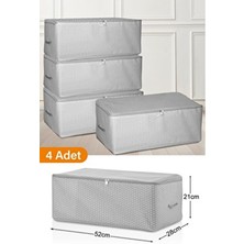 4 Adet - Küçük Boy Baskı Detaylı Gri Benekli Hurç 52 x 28 x 21 cm