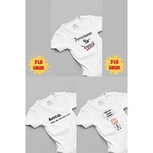 Organik %100 Pamuk Amca 3'lü Bebek Body Set Beyaz Bebek Badi Çıtçıtlı Zıbın Üçlü 5055-5183-5247