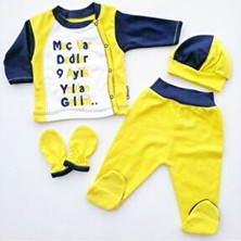 Gülücük Taraftar 4'lü Unisex Yenidoğan Hastane Çıkış Takım Baskılı Tema ile Standart Boy