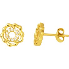 Minimal 14 Ayar Altın Pimli Küpe