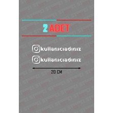 2 Adet Chrome 20 cm Instagram Logolu Kullanıcı Adı Araç Kelebek Cam Sticker Etiketi Folyo Kesim