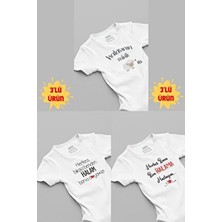Organik %100 Pamuk Hala 3'lü Bebek Body Set Beyaz Bebek Badi Çıtçıtlı Zıbın Üçlü 5135H-5137-5165