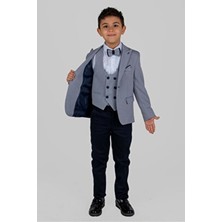 Mnk Baby & Kids Gri Mendil Damatlık Ceketli Yelekli Erkek Çocuk Takım MNK0487 Regular Fit