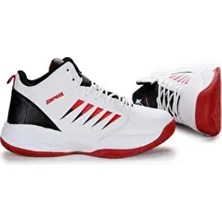 Jump 27800 Beyaz-Siyah-Kırmızı Basketbol Erkek Çocuk Spor Ayakkabı Mikrofiber Dış Materyal ile Normal Bilekli