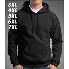 Venüs Dijital Büyük Beden Baskısız 3 Iplik Şardonlu Içi Pamuklu Siyah Hoodie Sweatshirt Kapüşonlu