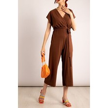 Kadın Kahve Kruvaze Beli Kemerli Tulum ARM-20Y042008