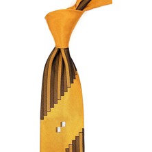 Cork Style Hardal Motif Desen Italyan Ipek Kravat İK1929