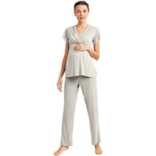 Catherine's 870 Örme Kumaşlı Hamile Pijama Takımı -Lıght Green- Rahat Tasarım ve Şık Detaylar