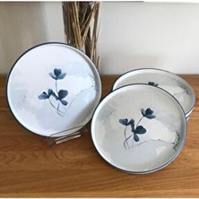 21 cm 6 Kişilik Blue Magic Stackable Pasta Tabağı Desenli Beyaz