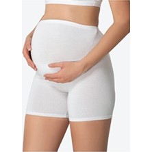 İmer Kadın Beyaz Modal Hamile Kısa Tayt 4343 L Beden Rahat Dokuma Özellikli