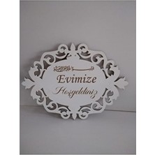 Beyaz Evimize Hoşgeldiniz Dekoratif Ahşap Kapı Süsü