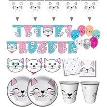 Düvenci Ticaret Mıss Catt Kedi Temalı Doğum Günü Seti 8 Kişilik M04