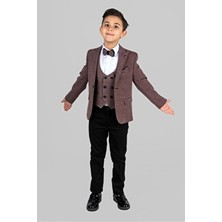Mnk Baby & Kids Bordo Mendil Damatlık Ceketli Yelekli Erkek Çocuk Takım MNK0487 Regular Fit