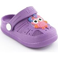 Lila Çocuk Hayvan Figürlü Kaydırmaz Tabanlı Sandalet Terlik