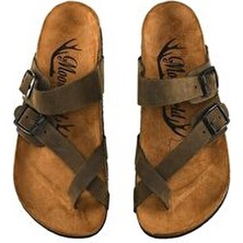 Moosefield Hakiki Deri Unisex Eskitme Haki Nubuk Aile Boyu Terlik Konforlu Kullanım İçin Tasarlandı