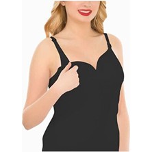 İmer Çamaşır İmer 1288 Model Siyah Kaplı Süngerli Hamile Atlet Dokuma Kumaş ile Emzirme Kolaylığı Sağlar