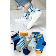 5 Çift Dinazor Desenli Indigo Bebek Çorap ve Çocuk Çorabı Özel Dinozor Serisi