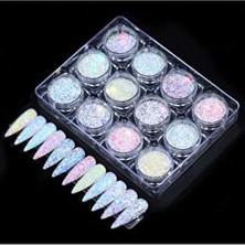 Nail Master Yeşil Renkli Sim Pul Seti Protez Tırnak Süsleme 12 Adet Profesyonel Kalite Nail Art