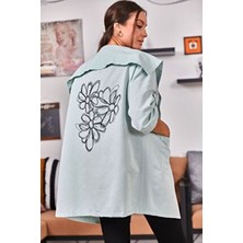 Kadın Mint Sırtı Çiçek Baskılı Mevsimlik Ceket ARM-20K024030