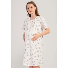 Vienetta Kadın Kısa Kol Lohusa Beyaz Gecelik C7T2N3O804