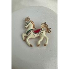 Taş Detay Işıltılı Renkli Mineli Atlı Karınca Broş (4cm)