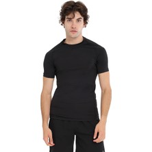 Yuma Slim Erkek Siyah Antrenman T-Shirt 25KE1026-SYH