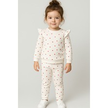 Kalpli Fırfırlı Kız Bebek Pamuklu 2'li Takım-Beyaz