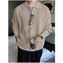 Erkek Taş Düğme Detaylı Regular Fit Hırka