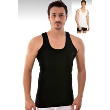 Tutku Erkek Penye Klasik  Siyah Atlet TER0101  6'lı Paket + Penye Düz Boxer Beyaz Külot TER0117  6'lı Paket