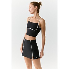 Shavonte Kadın Askılı Siyah Büstiyer XL Düz Biye Detaylı Örme Kumaş İle Gün Boyu Destek