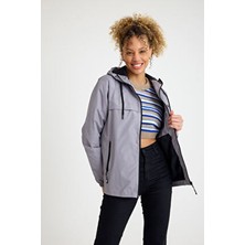 Kadın Içi Astarlı Suya Dayanıklı Kapüşonlu Cepli Yağmurluk